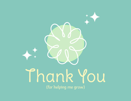 Mensagem de agradecimento com Doodle Flower em azul Thank You Card 5.5x4in Horizontal Modelo de Design
