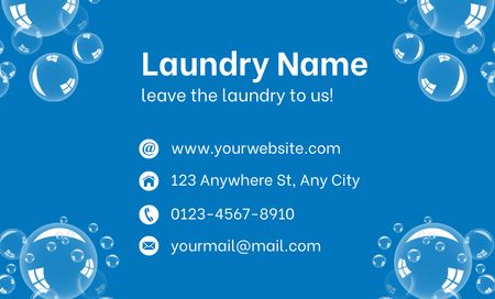 Laundry Service Offer on Blue Business Card 91x55mm Design Template