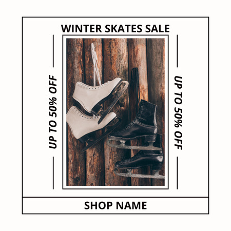 Ice Skates Sale Announcement Instagram Design Template