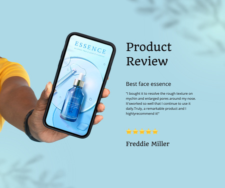 Beauty Products And Face Essence In Mobile App Review Ad Facebook Design Template
