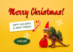 Christmas Greeting with Funny Dinosaur