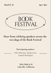 Book Festival Announcement with Stacks of Books
