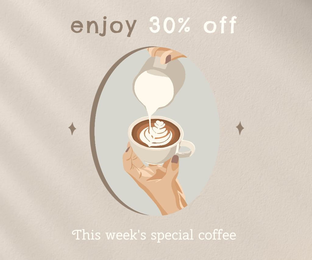Template di design Coffee Special Discount Offer Large Rectangle