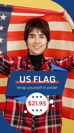 Flag Day with Young American Woman TikTok Video Design Template