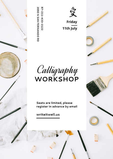 Captivating Calligraphy Workshop Ahead Poster A3 Design Template
