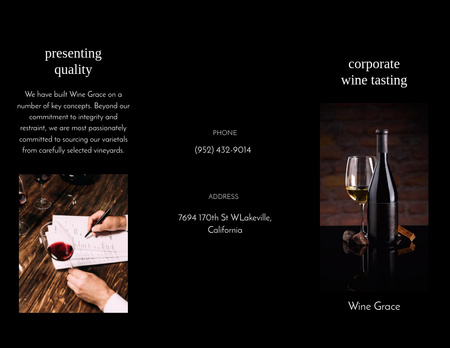Designvorlage Ankündigung der Weinprobe mit Weinglas und Flasche für Brochure 8.5x11in