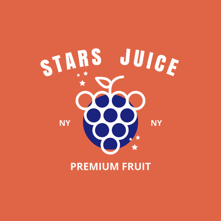 Fruit Shop Ad with Grapes in Red Logo Design Template