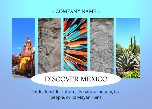Mexico Travel Tour With Sightseeing Offer Postcard 5x7in Design Template