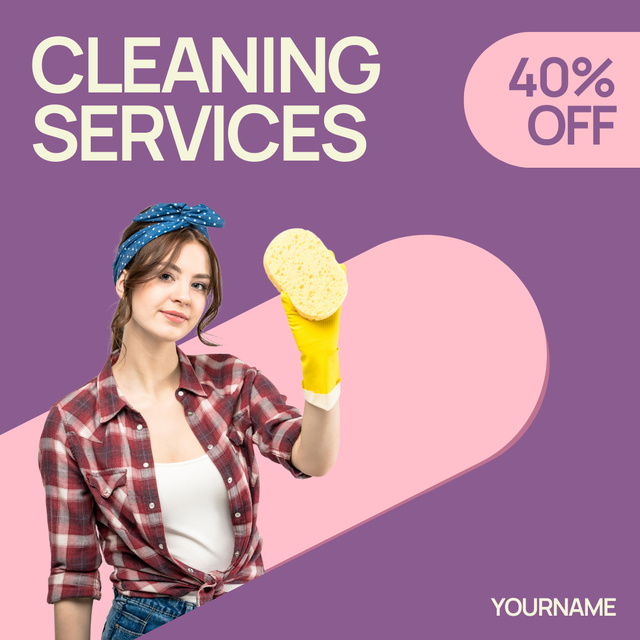 Plantilla de diseño de Non-toxic Cleaning Services Offer At Reduced Price In Purple Instagram AD 
