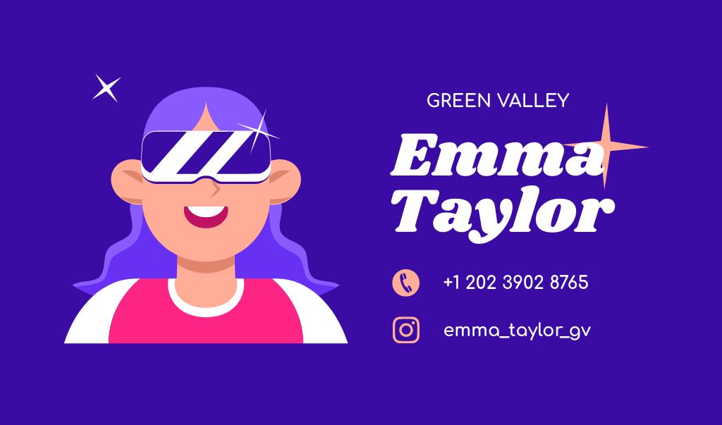 Girl in Virtual Reality Glasses Business card Design Template