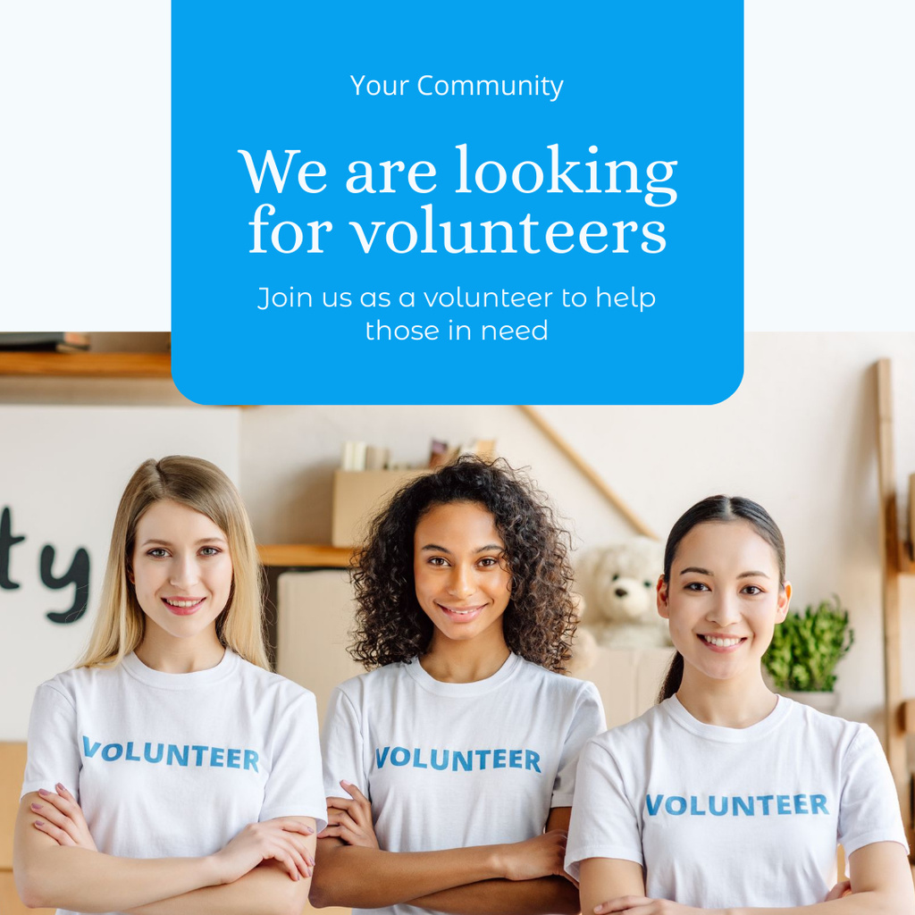 Template di design Set of Volunteers with Young Smiling Women Instagram