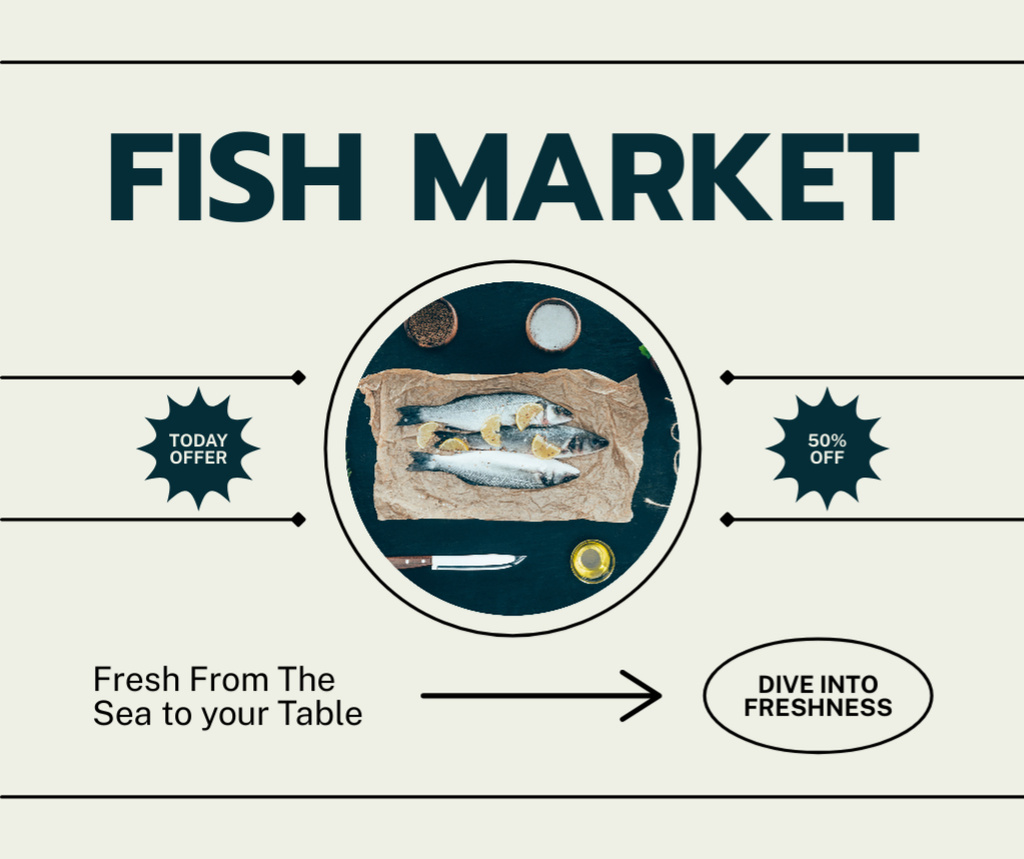 Special Offer on Fish Market Facebook Šablona návrhu