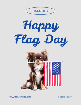 USA Flag Day Celebration with Cute Dog Poster 8.5x11in Design Template
