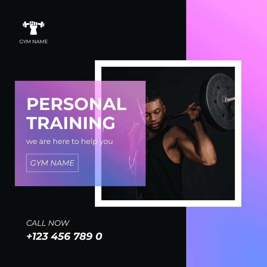 Designvorlage Personal Training in Gym für Instagram