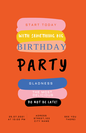 Birthday Party Bright Announcement Invitation 5.5x8.5in Design Template