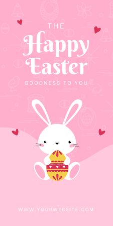 Happy Easter Wishes with Cute Rabbit Graphic Tasarım Şablonu