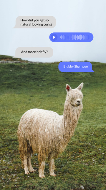 Funny Joke about Hair Washing with Cute Alpaca Instagram Story Πρότυπο σχεδίασης
