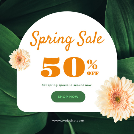 Modèle de visuel Offre de vente de printemps avec moitié prix pour les produits - Instagram