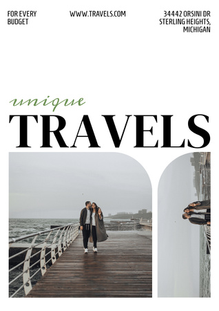 Students Trips Ad with People on Pier Poster A3 Design Template