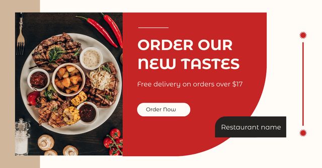 Plantilla de diseño de Food Delivery Service Ad with Delicious Meal Facebook AD 