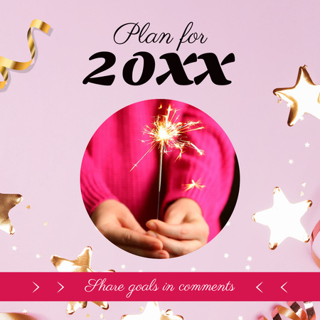 Making Plans For New Year With Sparkler Animated Post Design Template