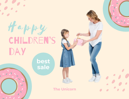Children's Day Offer Thank You Card 5.5x4in Horizontal Design Template