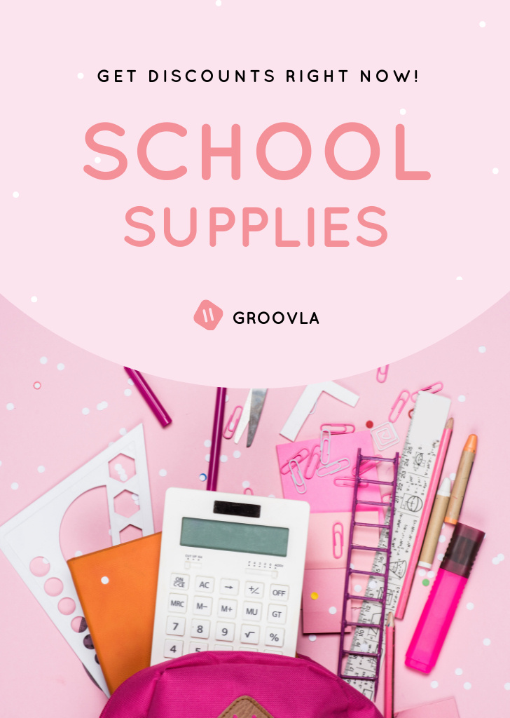 Back to School Sale Stationery in Backpack Flyer A6 Πρότυπο σχεδίασης