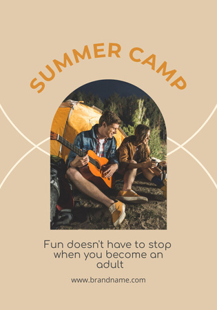 Young Couple at Summer Camp Poster 28x40in Πρότυπο σχεδίασης