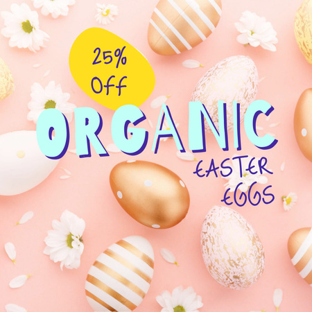 Discount for Organic Easter Eggs Instagram AD Design Template