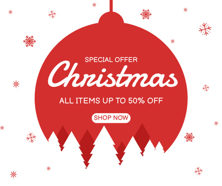 Christmas sale offer with trees silhouette in decoration Facebook Design Template