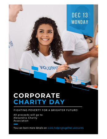 Corporate Charity Day Announcement with Volunteer Flyer 8.5x11in Design Template