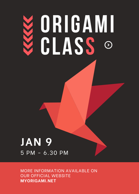 Origami Classes Event With Paper Bird Postcard 5x7in Vertical Tasarım Şablonu