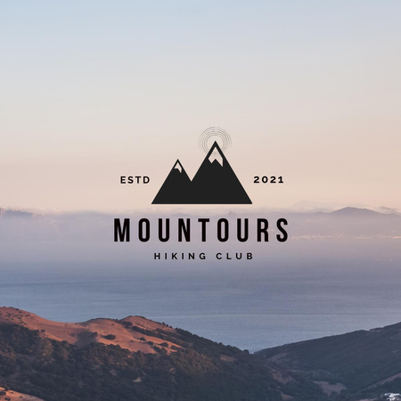 Hiking Tourist Club Ad Logo Design Template