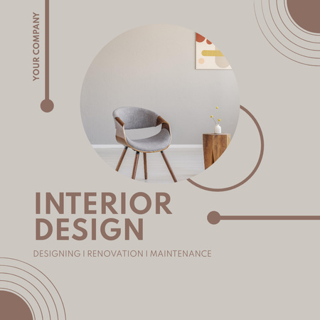 Designvorlage Interior Design with Renovation and Maintenance Grey für Instagram AD
