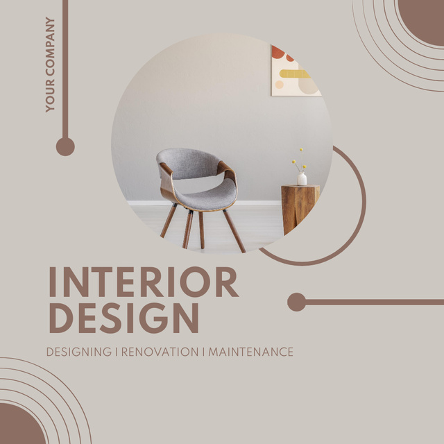 Interior Design with Renovation and Maintenance Grey Instagram AD – шаблон для дизайну