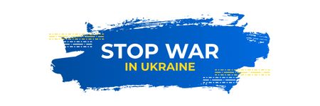 Plantilla de diseño de Detener la guerra en Ucrania con un trazo de pintura azul Twitter 