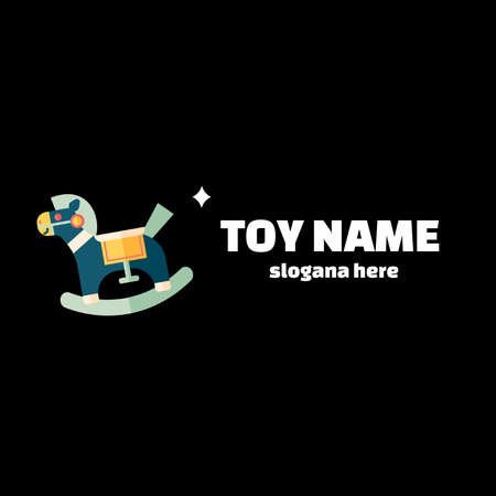 Template di design Cavallo per bambini carino sul nero Animated Logo