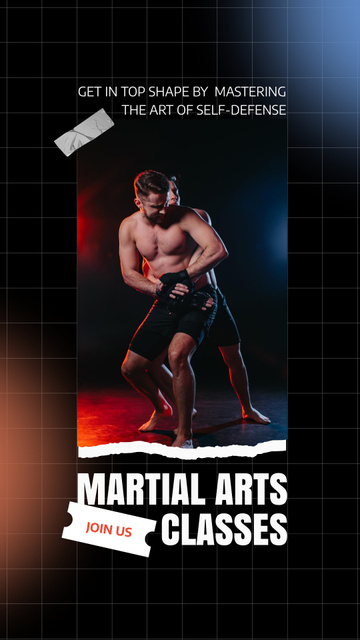 Ontwerpsjabloon van Instagram Video Story van Martial Arts Classes Promo with Strong Fighters