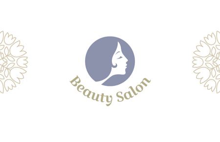 Professional Hair Salon Offer with Silhouette Face Woman Business Card 85x55mm tervezősablon