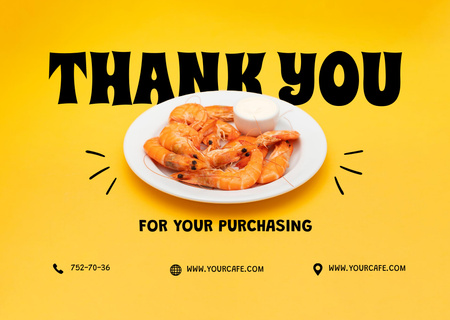 Delicious Shrimps with Sauce Card Design Template