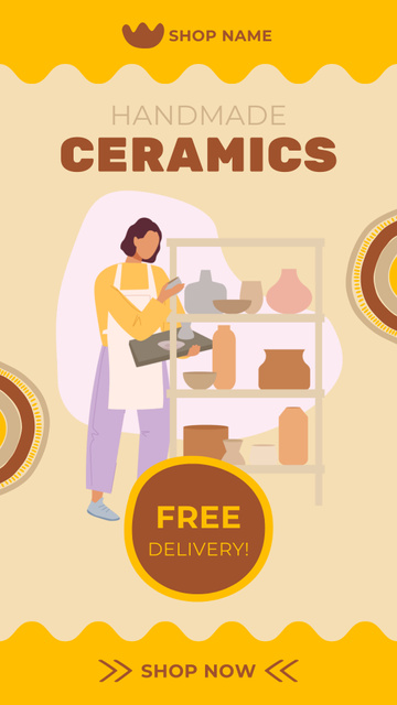 Free Delivery of Handmade Ceramic Products Instagram Video Story – шаблон для дизайна