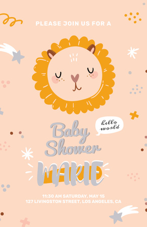 vauva suihku osapuoli söpö eläin Invitation 5.5x8.5in Design Template