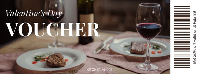 Exquisite Dinner For Valentine's Day Gift Voucher Offer Coupon – шаблон для дизайну