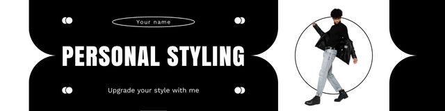 Template di design Personal Styling Services Offer on Black LinkedIn Cover