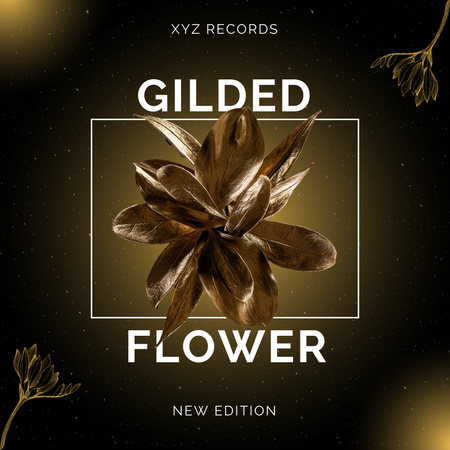 Album Cover with golden flower Album Cover Design Template