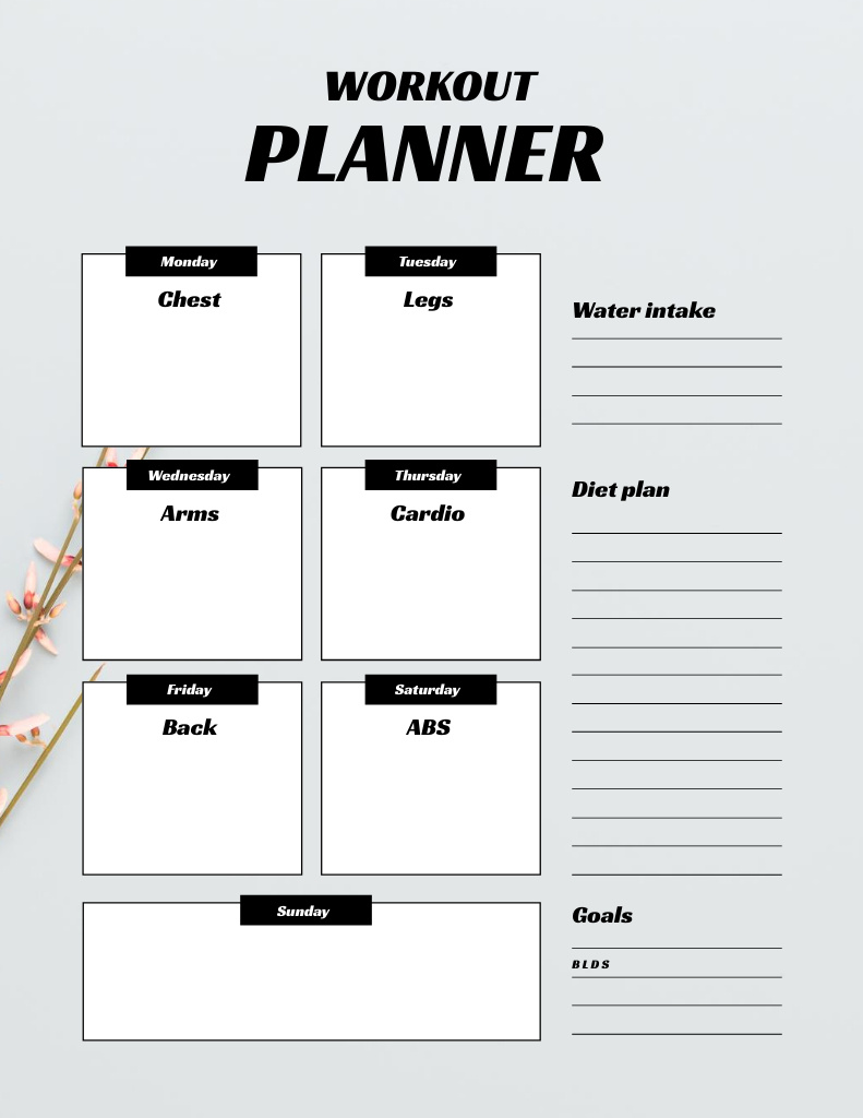 Simple Weekly Workout Plan Notepad 8.5x11in Šablona návrhu