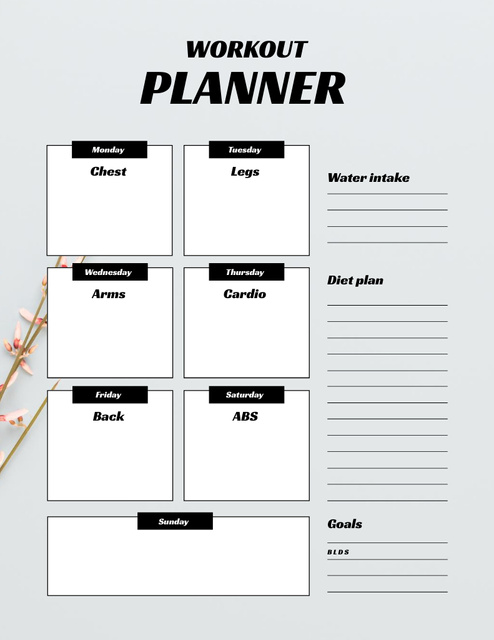 Simple Weekly Workout Plan Notepad 8.5x11in Tasarım Şablonu