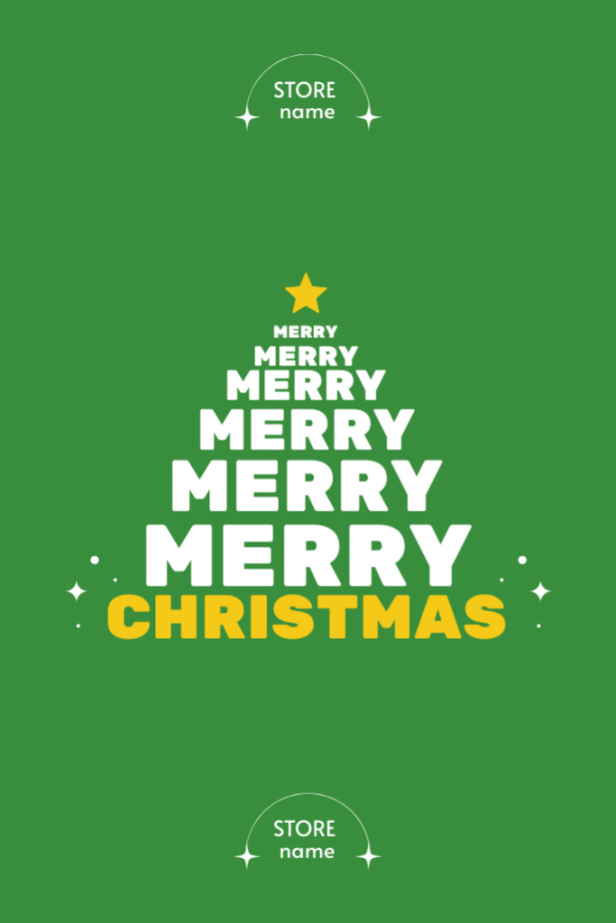 Cute Christmas Salutations Words Shaped in Tree Postcard 4x6in Vertical – шаблон для дизайна