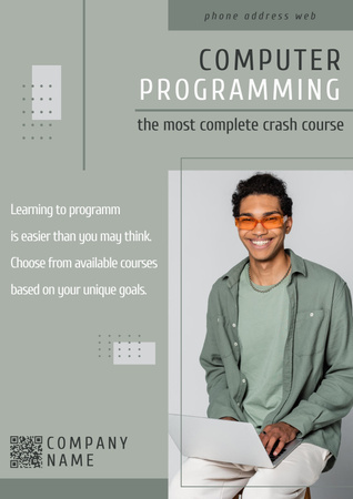 Computer Programming Course Announcement Poster Modelo de Design