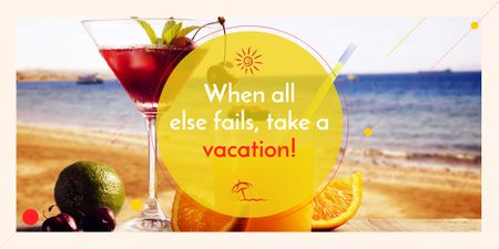 Vacation Offer Cocktail at the Beach Image Design Template